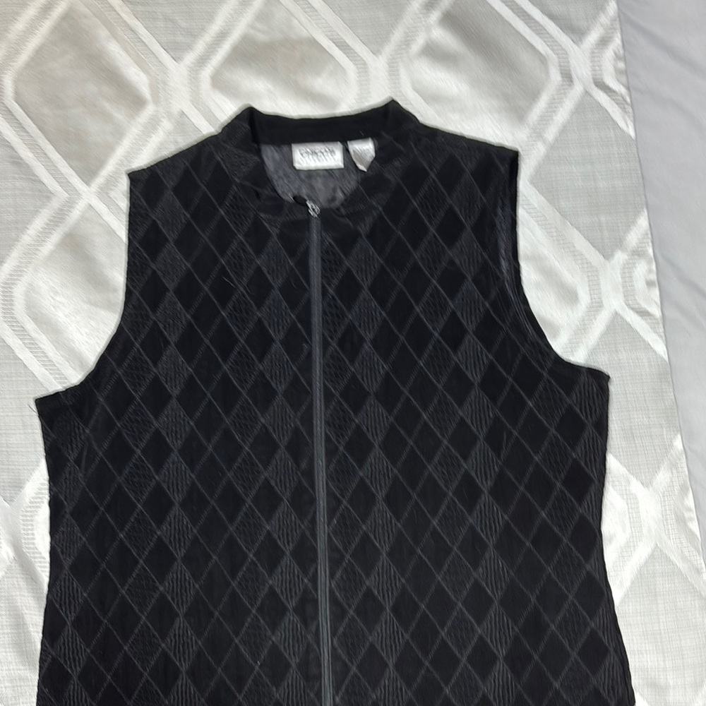 Chico's Black Diamond Pattern Vest size 1